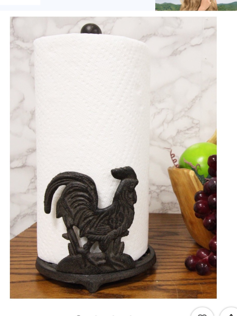 Rustic Elegance Cast Iron Rooster Paper Towel Holder - Freestanding Kitchen